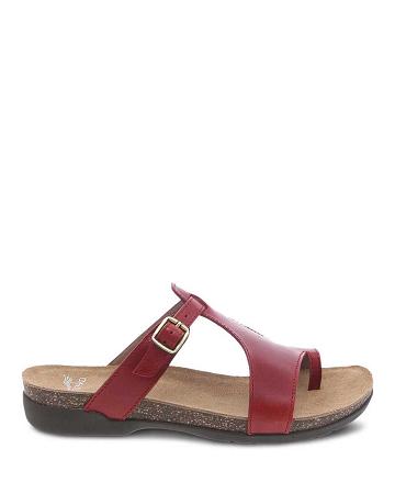 Sandales Dansko Remi Waxy Burnished Femme Rouge | FR 922HAP